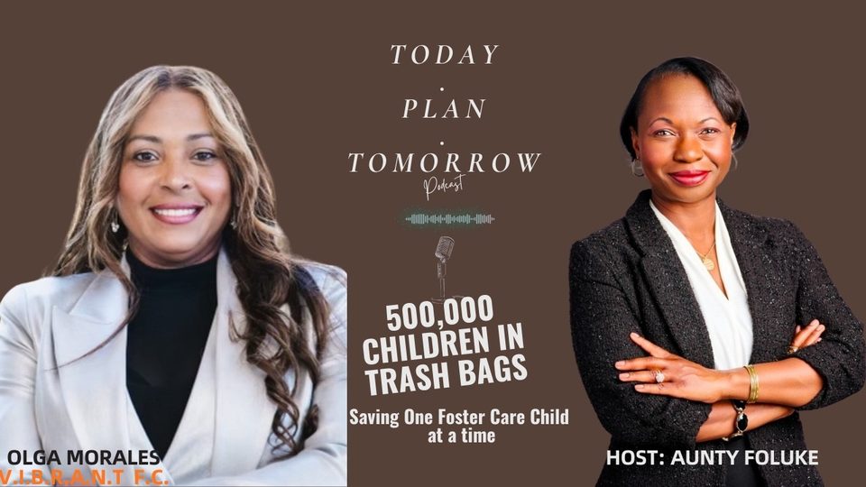 Olga Morales with Aunty Foluke on TodayPLANTomorrow: 500,000 Children in Trash Bags